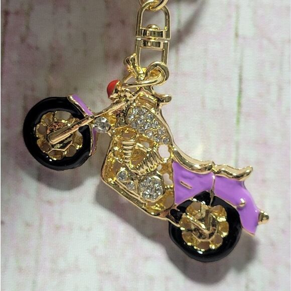 Austrian Crystal Motorcycle Keychain - Picture 4 of 12